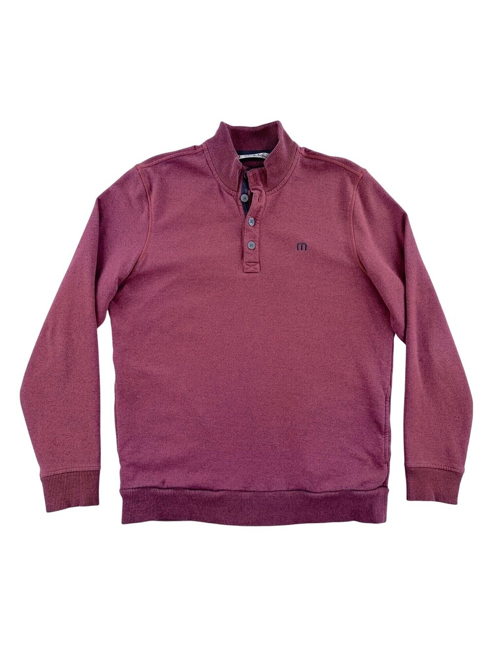 Travis Mathew Heather Red Pullover Button-Up Golf Sweater Large